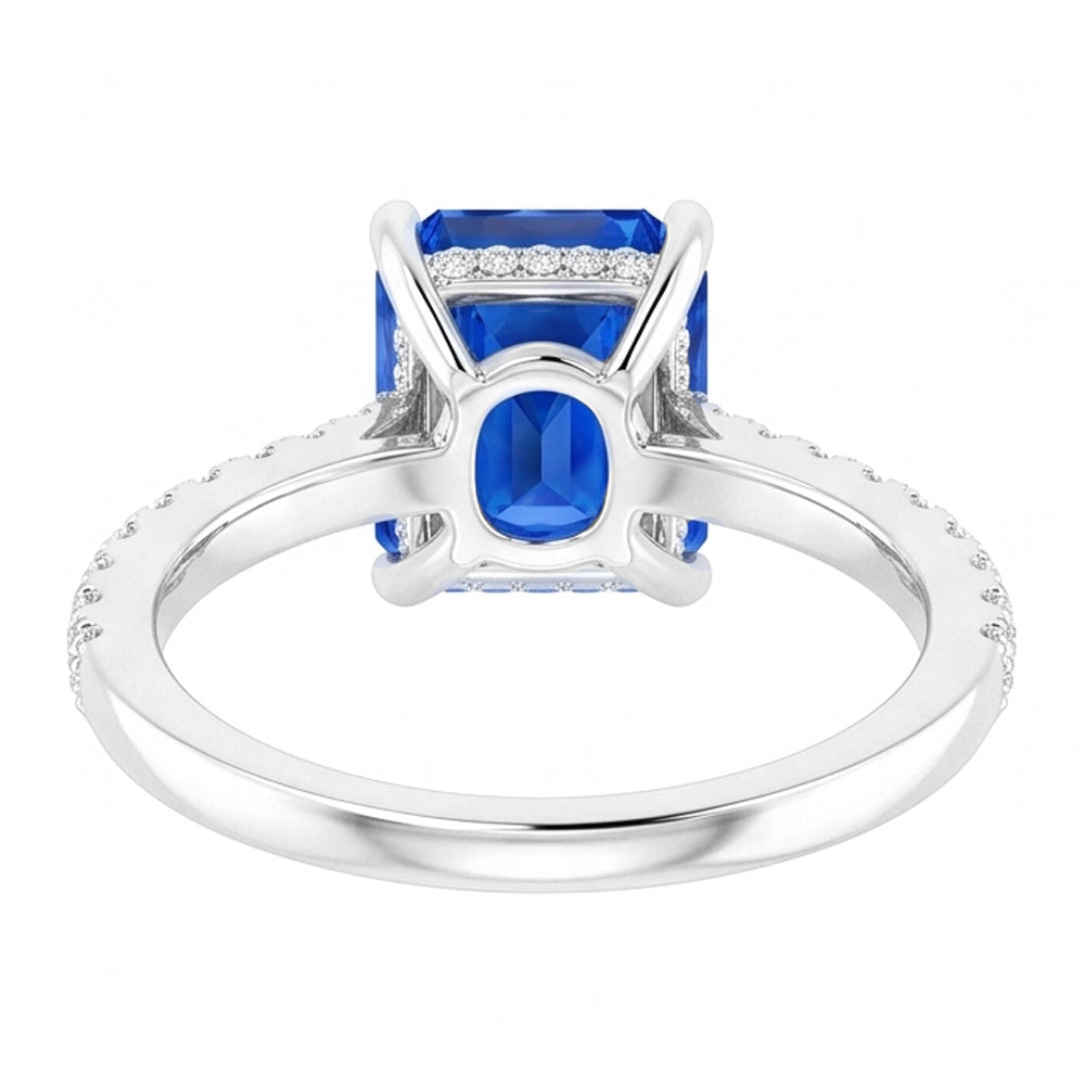 Radiant Sapphire Natural Earth Mined Diamond Engagement Ring
