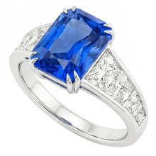 Radiant Sapphire Wedding Ring 5 Carats Channel Set Trapezoid Natural Earth Mined Diamonds