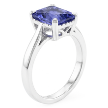 Radiant Solitaire 2 Carats Blue Sapphire Ring Reversed Tapered Shank