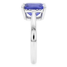 Radiant Solitaire 2 Carats Blue Sapphire Ring Reversed Tapered Shank