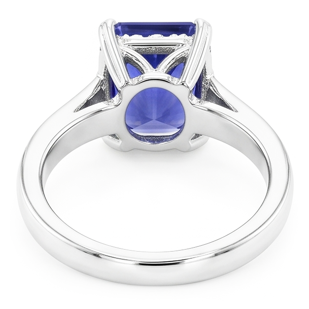 Radiant Solitaire 2 Carats Blue Sapphire Ring Reversed Tapered Shank