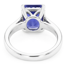 Radiant Solitaire 2 Carats Blue Sapphire Ring Reversed Tapered Shank
