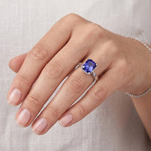 Radiant Solitaire 2 Carats Blue Sapphire Ring Reversed Tapered Shank