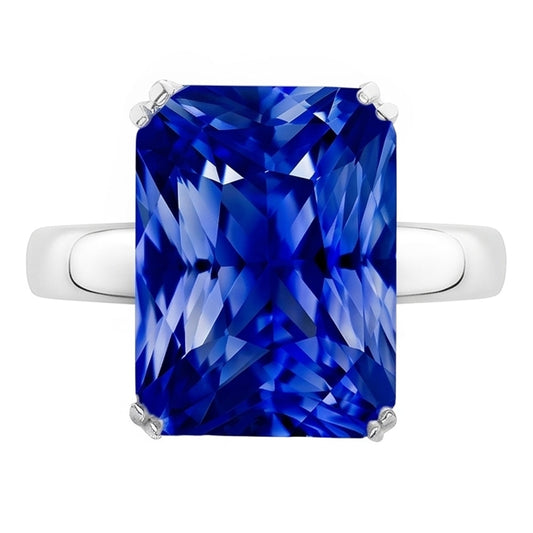 Radiant Solitaire Ceylon Sapphire Engagement Ring 2.50 Carats Gold 14K