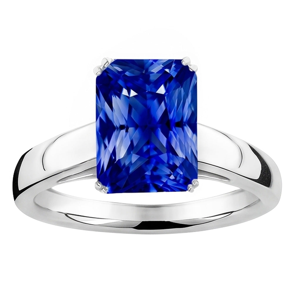 Radiant Solitaire Ceylon Sapphire Engagement Ring 2.50 Carats Gold 14K