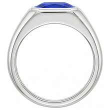 Radiant Solitaire Men's Ring Gold Ceylon Sapphire Thick Shank 1 Carat