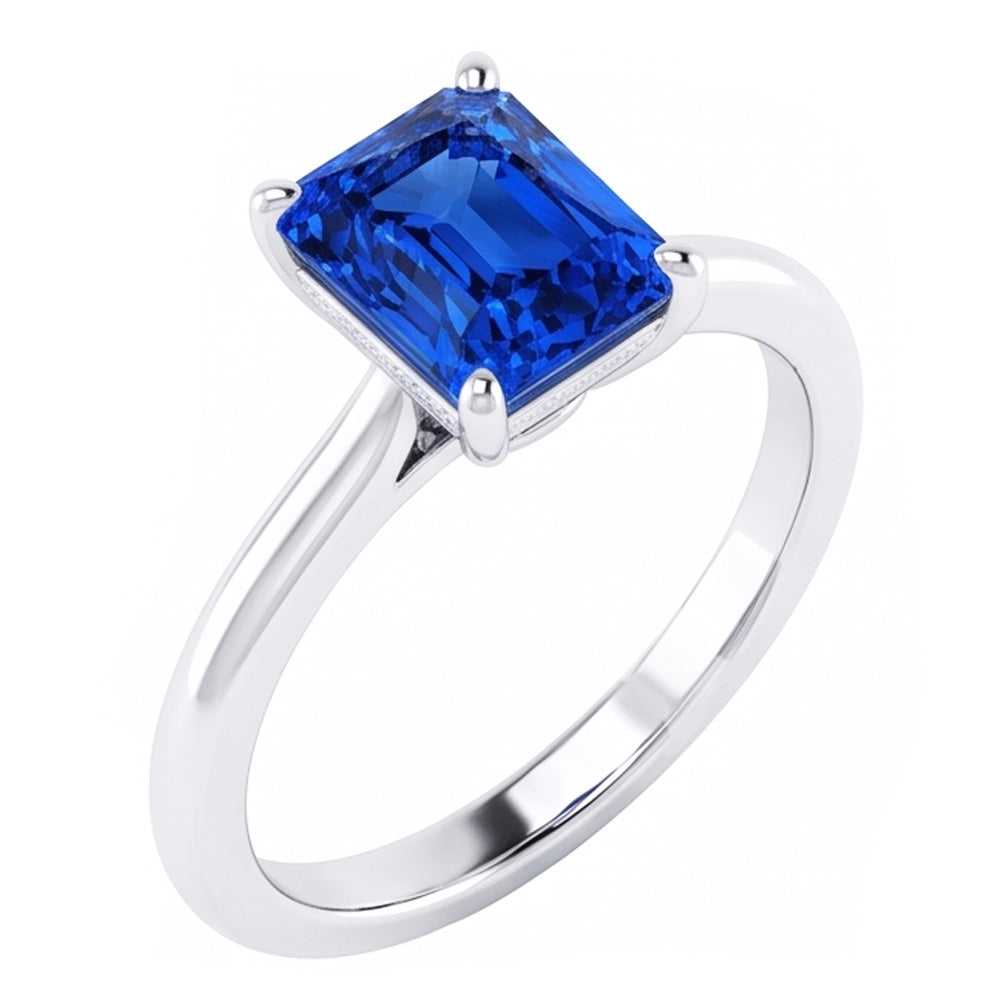 Radiant Solitaire Sri Lankan Sapphire Ring 1.50 Carats Women's Jewellery