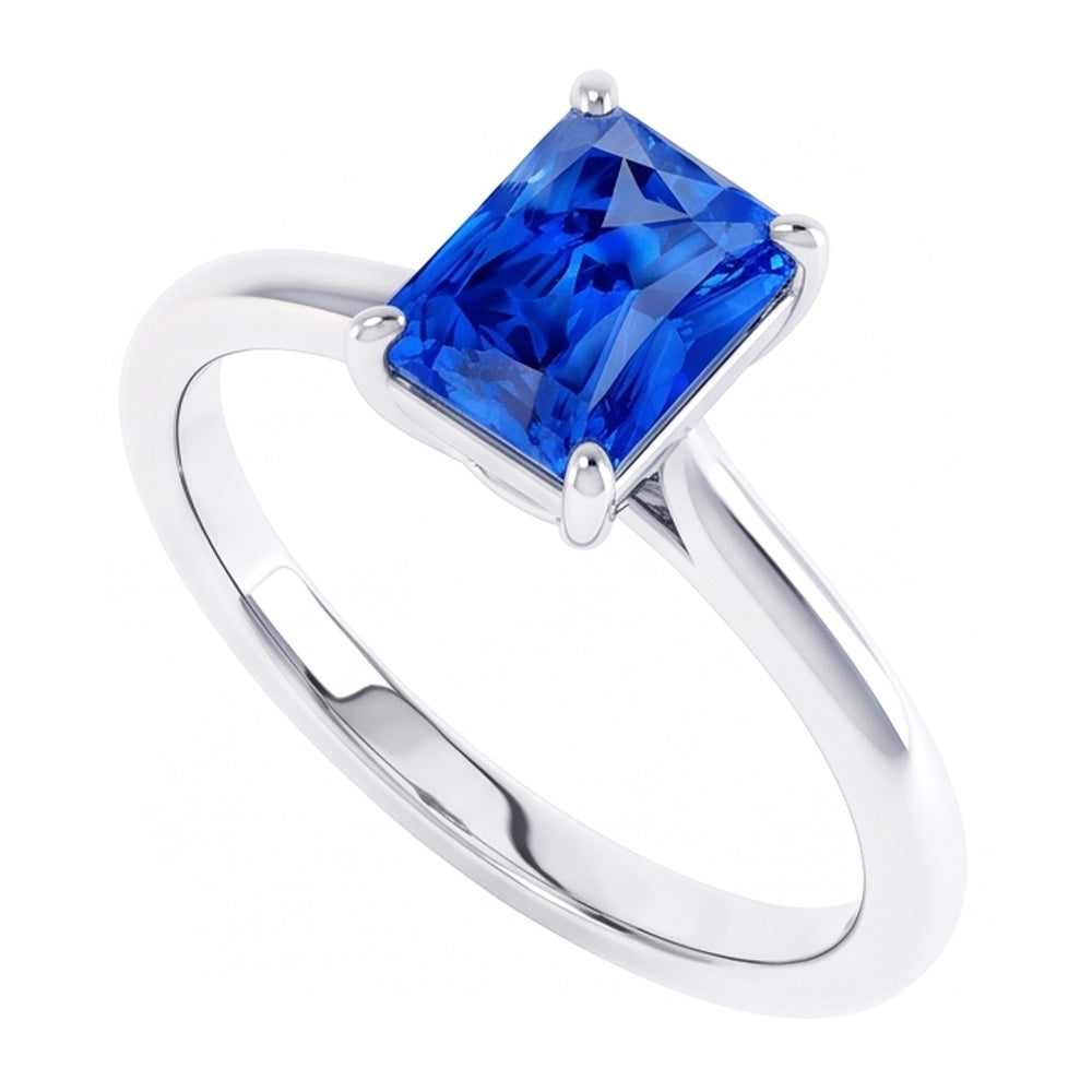 Radiant Solitaire Sri Lankan Sapphire Ring 1.50 Carats Women's Jewellery