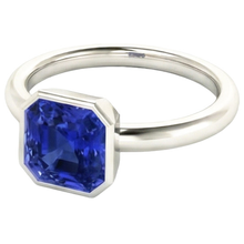 Radiant Solitaire Women's Ring Bezel Set Ceylon Sapphire 2 Carats