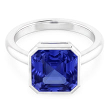 Radiant Solitaire Women's Ring Bezel Set Ceylon Sapphire 2 Carats