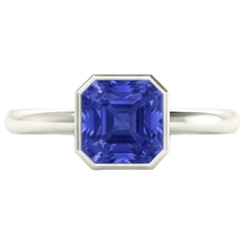 Radiant Solitaire Women's Ring Bezel Set Ceylon Sapphire 2 Carats