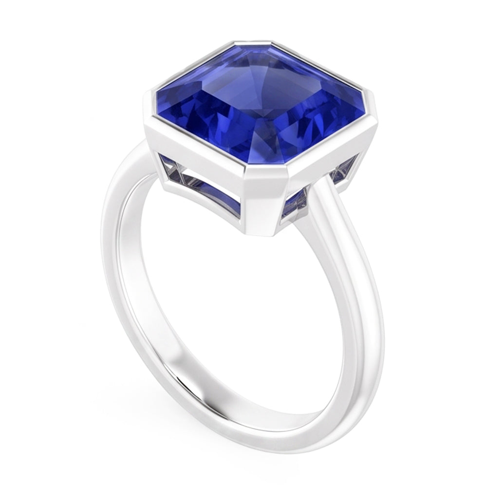 Radiant Solitaire Women's Ring Bezel Set Ceylon Sapphire 2 Carats