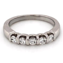 Real 1 Carat Diamond Anniversary Band U Scallop Setting White Gold 14K