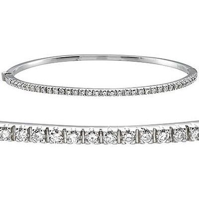 Real 14K White Gold Round Diamond Bangle 5 Carats Jewelry