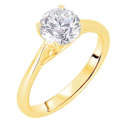 Real 2 Carats Round Cut Solitaire Diamond Engagement Ring Yellow Gold 14K