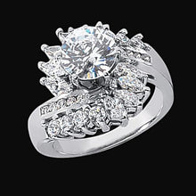 Real 3 Carat Diamond Floral Style Engagement Ring Lady Jewelry White Gold