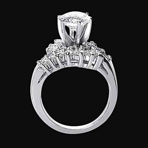 Real 3 Carat Diamond Floral Style Engagement Ring Lady Jewelry White Gold
