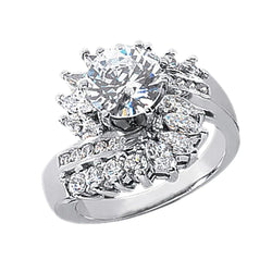 Real 3 Carat Diamond Floral Style Engagement Ring Lady Jewelry White Gold