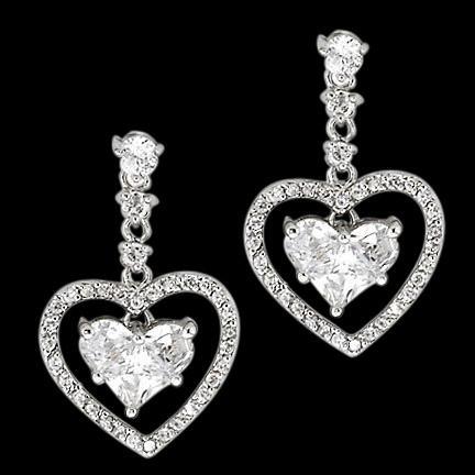 Real 3 Carat Heart Diamond Earrings Heart Style Dangle Earring White Gold