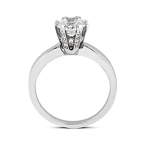 Real 3 Ct. Diamond Solitaire Engagement Ring White Gold 2