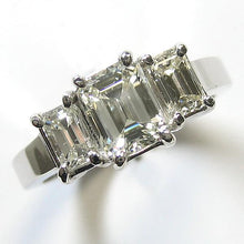 Real 3 Stone Emerald Cut Anniversary Ring