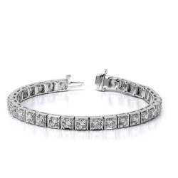 Real 4.80 Carats Round Cut Diamonds Tennis Bracelet White Gold 14K New