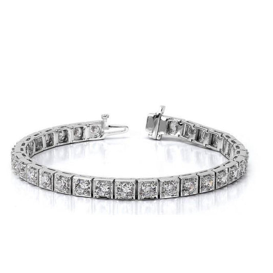 Real 4.80 Carats Round Cut Diamonds Tennis Bracelet White Gold 14K New