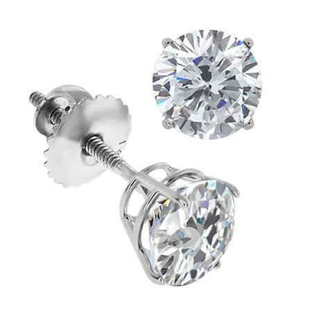 Real 4ct Solitaire Round Diamond Earrings