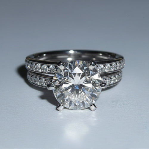 Real 5 Carats Natural Earth Mined Diamond Engagement Ring And Band Set White Gold 14K