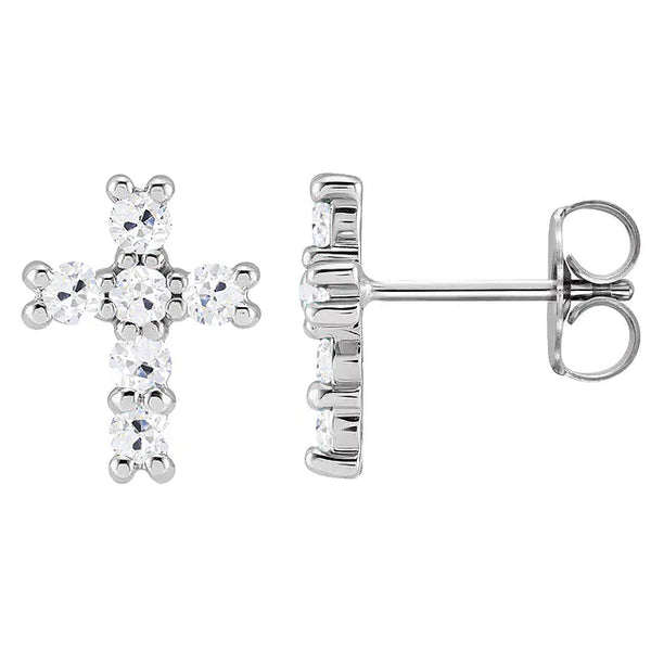 Real 6 Ct Diamond Cross Earrings