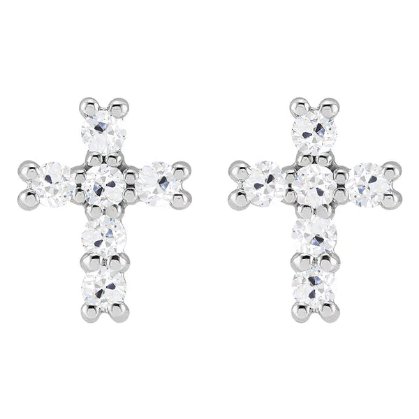 Real 6 Ct Diamond Cross Earrings