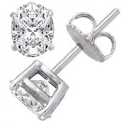 Real Big Oval Cut 5.80 Carats Diamonds Women Studs Earrings White Gold