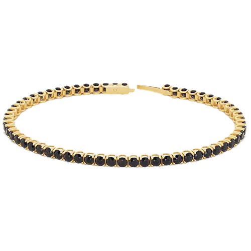 Real Black Diamond Tennis Bracelet 5.90 Carats F Vs1 Yellow Gold 14K