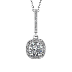 Real Cushion Cut Natural Earth Mined Diamond Ravishing Drop Pendant Necklace 4.31 Carat WG 14K