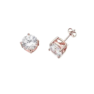 Real Diamond 5.00 Carats Women Studs Earrings Rose Gold 14K