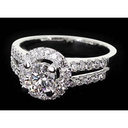Diamond Anniversary Ring 2 Carats Halo White Gold 14K Jewelry