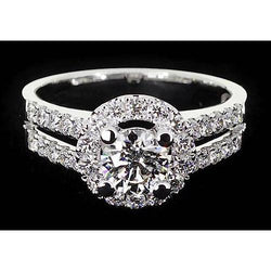 Real Diamond Anniversary Ring 2 Carats Halo White Gold 14K Jewelry