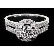 Real Natural Earth Mined Diamond Anniversary Ring 2 Carats Halo White Gold 14K Jewellery