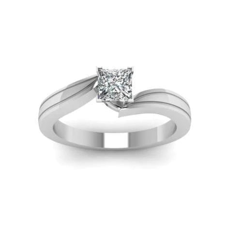 Real Diamond Anniversary Ring Gold Solitaire Princess Cut 1.50 Carats