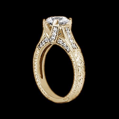 Diamond Antique Style Engagement Ring 1.43 Carats Yellow Gold 14K