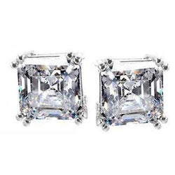 Real Diamond Asscher Cut Stud Earrings 2.02 Carats Women Platinum