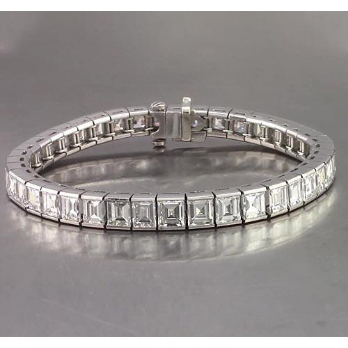 Real Diamond Asscher Tennis Bracelet 26.65 Carats White Gold Jewelry New