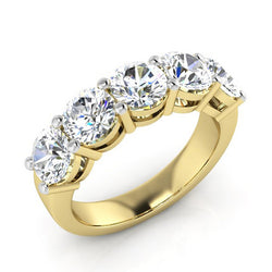 Real Natural Earth Mined Diamond Band 5 Stone Round Womens