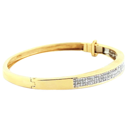 Real Diamond Bangle 3 Carats Yellow Gold 14K