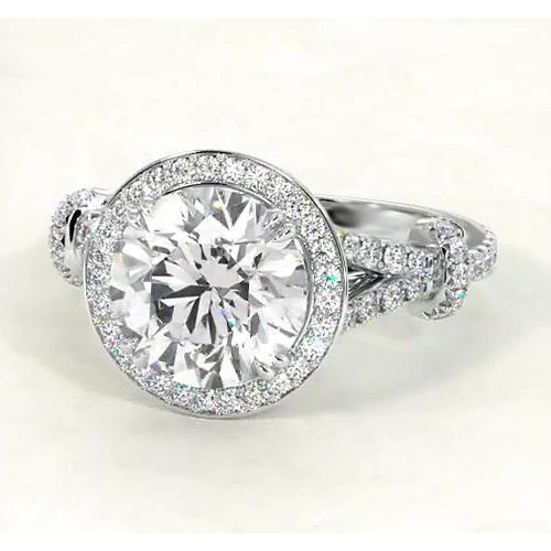 Real Diamond Cathedral Engagement Ring 4.50 Carats White Gold 14K