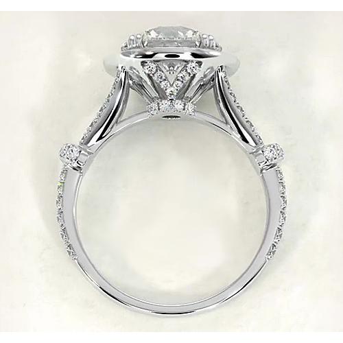 Real Diamond Cathedral Engagement Ring 4.50 Carats White Gold 14K