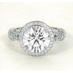 Real Diamond Cathedral Engagement Ring 4.50 Carats White Gold 14K