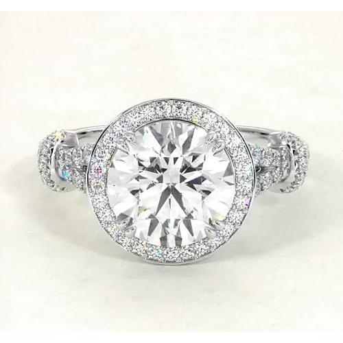 Real Diamond Cathedral Engagement Ring 4.50 Carats White Gold 14K