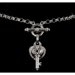 Real Diamond Charm Bracelet Lock & Key Heart 1 Carat Women Jewelry New