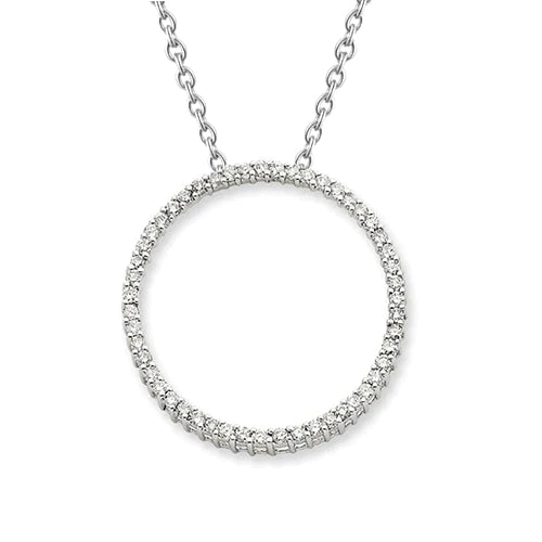 Real Diamond Circle Pendant 3.42 Carats 14K White Gold